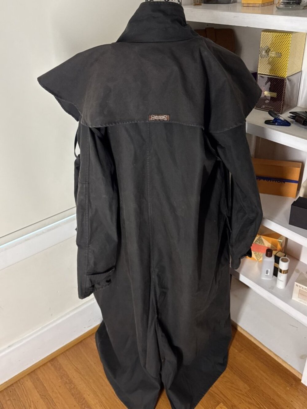 DRIZA-BONE Black Cotton Duster Coat Outback Style Riding Jacket XXXL 49 Chest